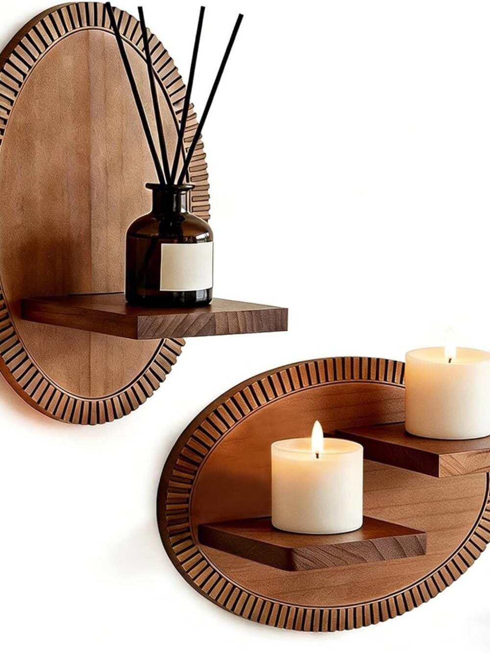 Candle Wall Sconces Set of 2 Rustic Candle Holders Wooden Vintage Wall Sconces F